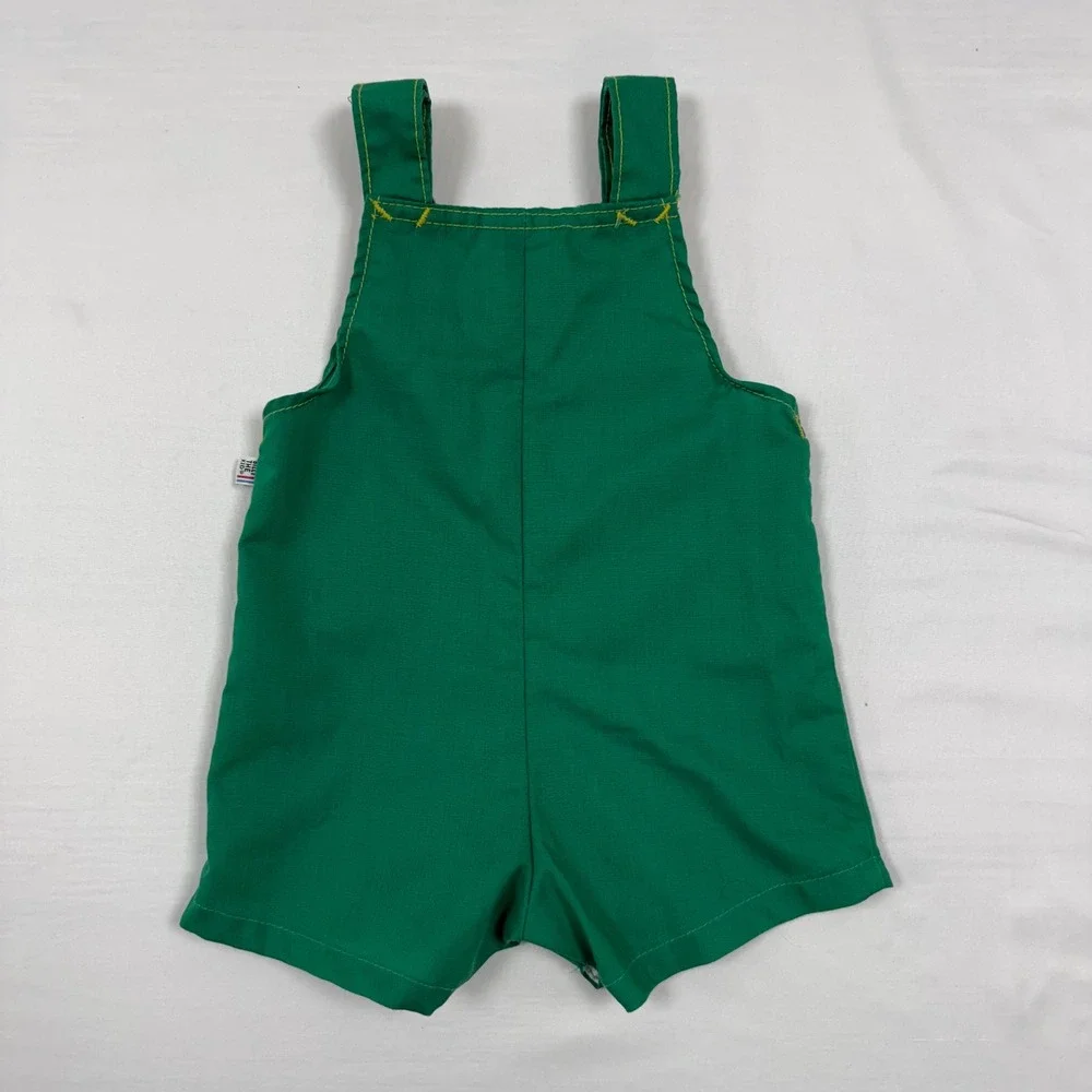 Rare Vtg Billy The Kid Green Super Dude Shortalls Overalls Kids Size 24 Months‎